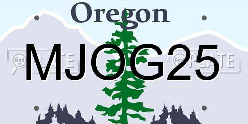 MJOG25 Oregon License Plate