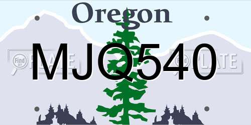 MJQ540 Oregon License Plate