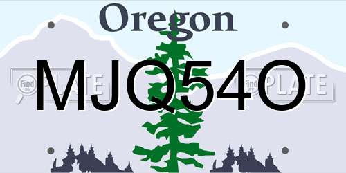 MJQ54O Oregon License Plate
