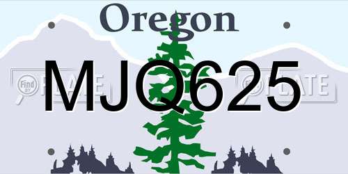 MJQ625 Oregon License Plate