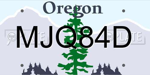 MJQ84D Oregon License Plate