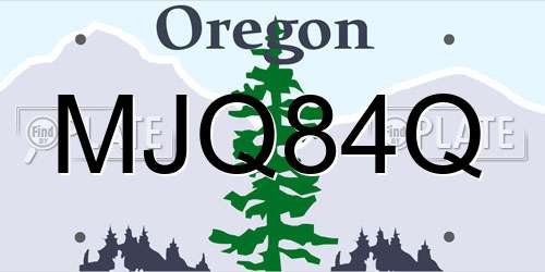 MJQ84Q Oregon License Plate