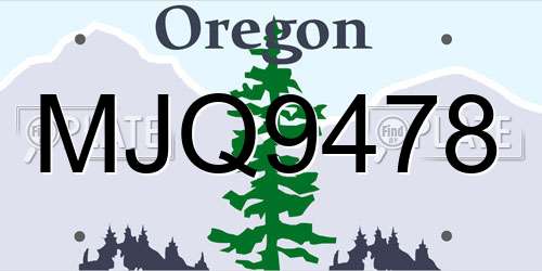 MJQ9478 Oregon License Plate