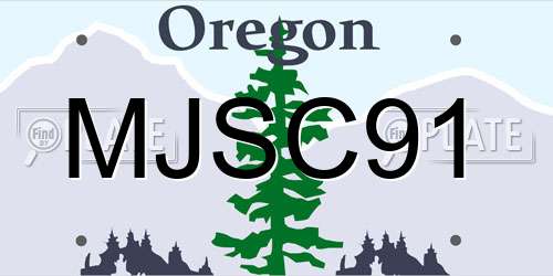MJSC91 Oregon License Plate