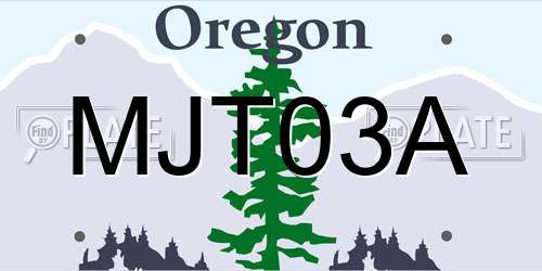 MJT03A Oregon License Plate