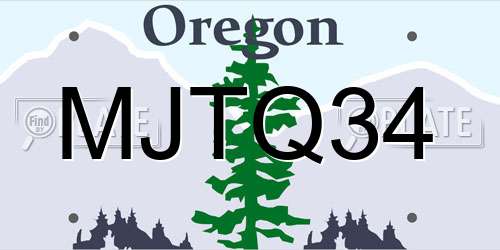 MJTQ34 Oregon License Plate