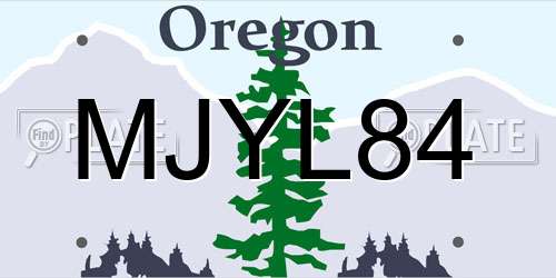 MJYL84 Oregon License Plate