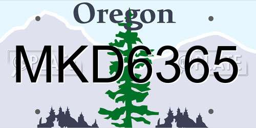 MKD6365 Oregon License Plate