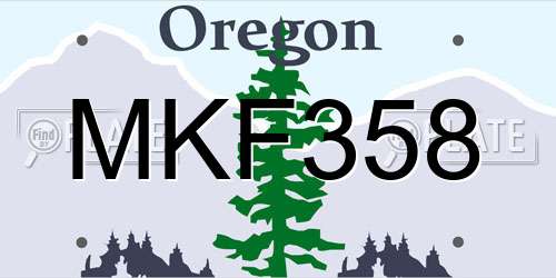 MKF358 Oregon License Plate