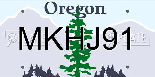 MKHJ91 Oregon License Plate