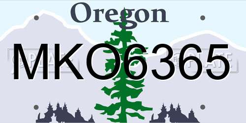 MKO6365 Oregon License Plate