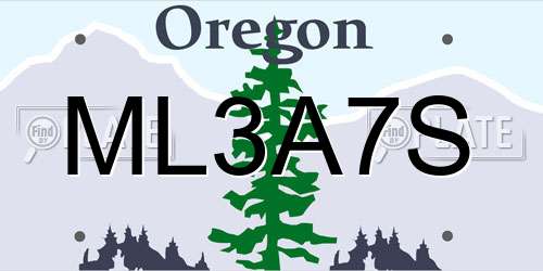 ML3A7S Oregon License Plate
