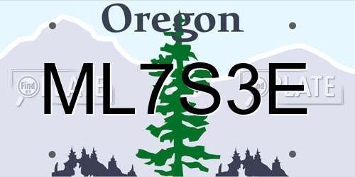 ML7S3E Oregon License Plate
