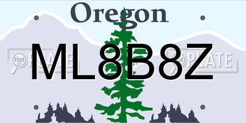 ML8B8Z Oregon License Plate