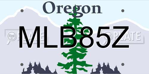 MLB85Z Oregon License Plate