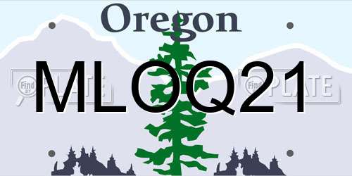 MLOQ21 Oregon License Plate