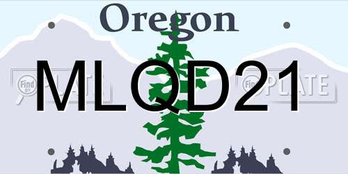MLQD21 Oregon License Plate