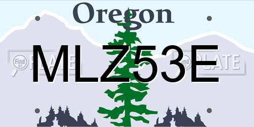 MLZ53E Oregon License Plate
