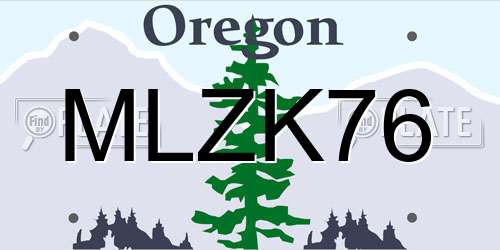 MLZK76 Oregon License Plate