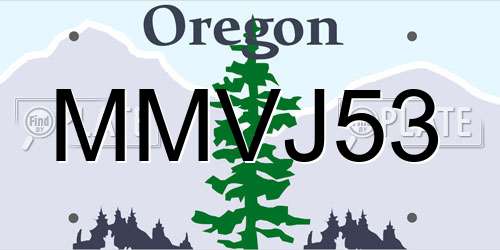 MMVJ53 Oregon License Plate