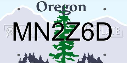 MN2Z6D Oregon License Plate