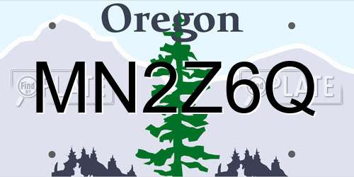 MN2Z6Q Oregon License Plate