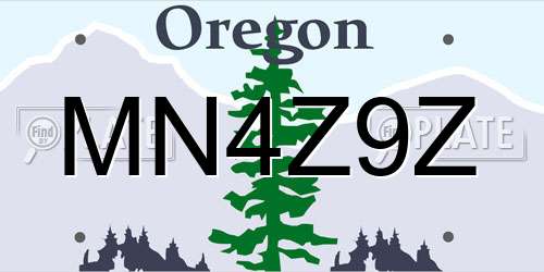 MN4Z9Z Oregon License Plate