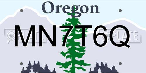 MN7T6Q Oregon License Plate