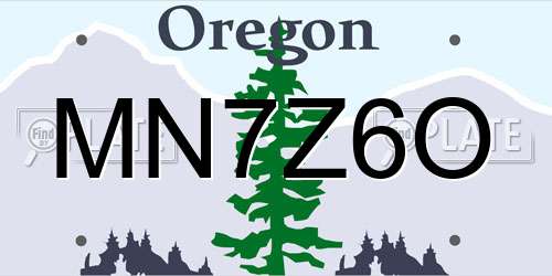 MN7Z6O Oregon License Plate