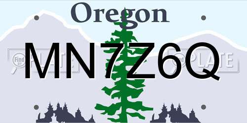 MN7Z6Q Oregon License Plate
