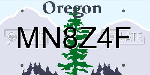 MN8Z4F Oregon License Plate