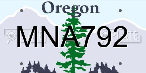 MNA792 Oregon License Plate