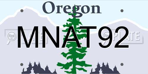 MNAT92 Oregon License Plate