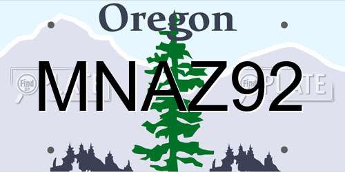 MNAZ92 Oregon License Plate