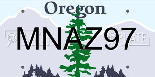 MNAZ97 Oregon License Plate