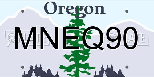 MNEQ90 Oregon License Plate