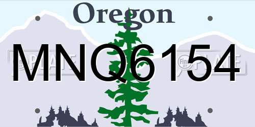 MNQ6154 Oregon License Plate