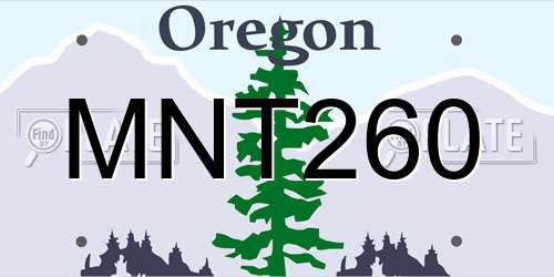 MNT260 Oregon License Plate
