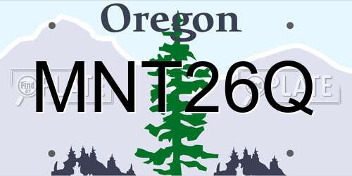 MNT26Q Oregon License Plate