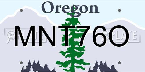 MNT76O Oregon License Plate