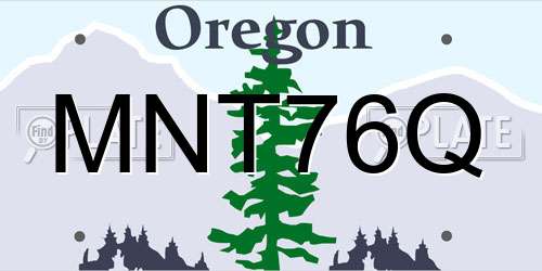 MNT76Q Oregon License Plate