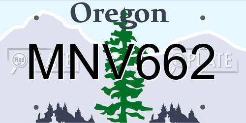MNV662 Oregon License Plate