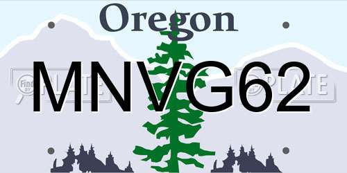 MNVG62 Oregon License Plate