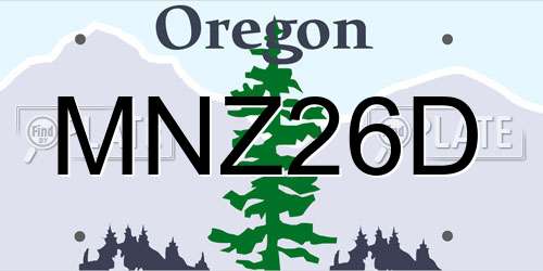 MNZ26D Oregon License Plate
