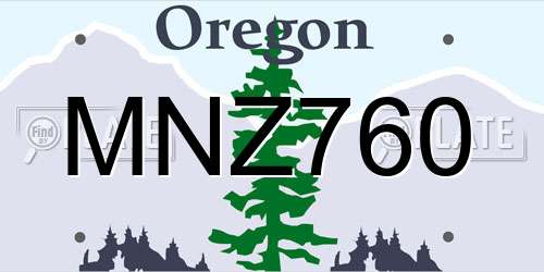 MNZ760 Oregon License Plate