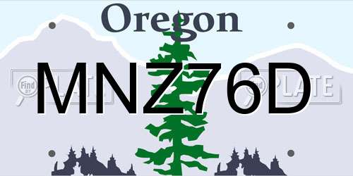 MNZ76D Oregon License Plate