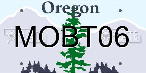 MOBT06 Oregon License Plate