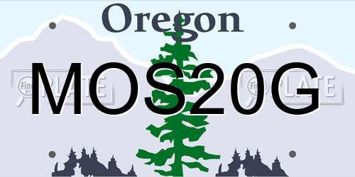MOS20G Oregon License Plate