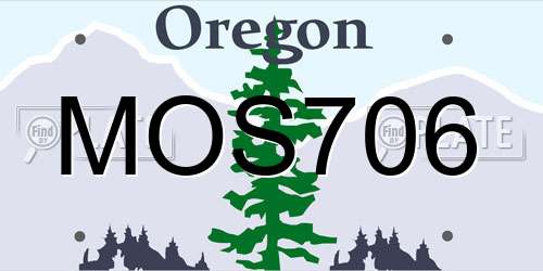 MOS706 Oregon License Plate