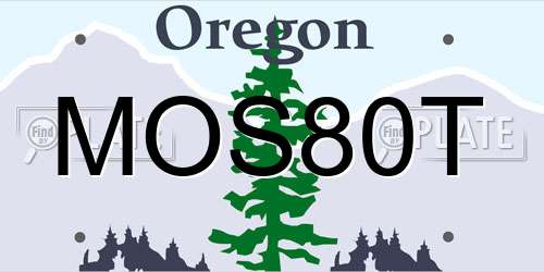 MOS80T Oregon License Plate